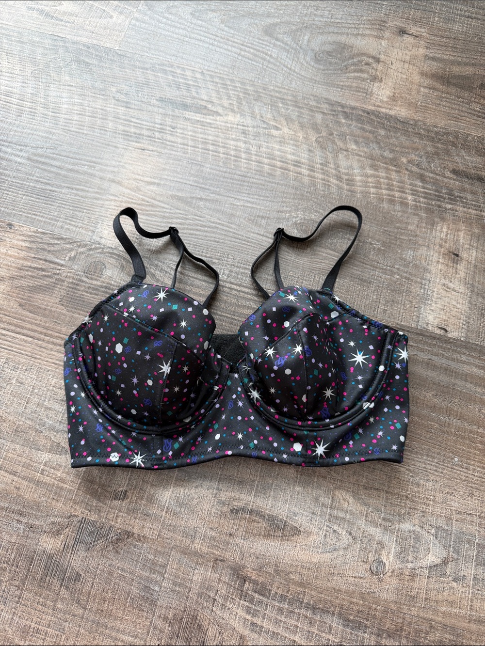 Victoria's Secret Black Star & Confetti Longline Bra